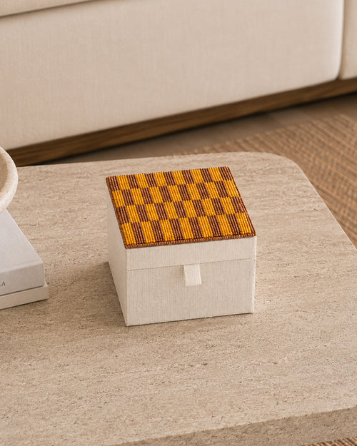 Boîte à bijoux et souvenirs perlée multicolore - | Maison Baan