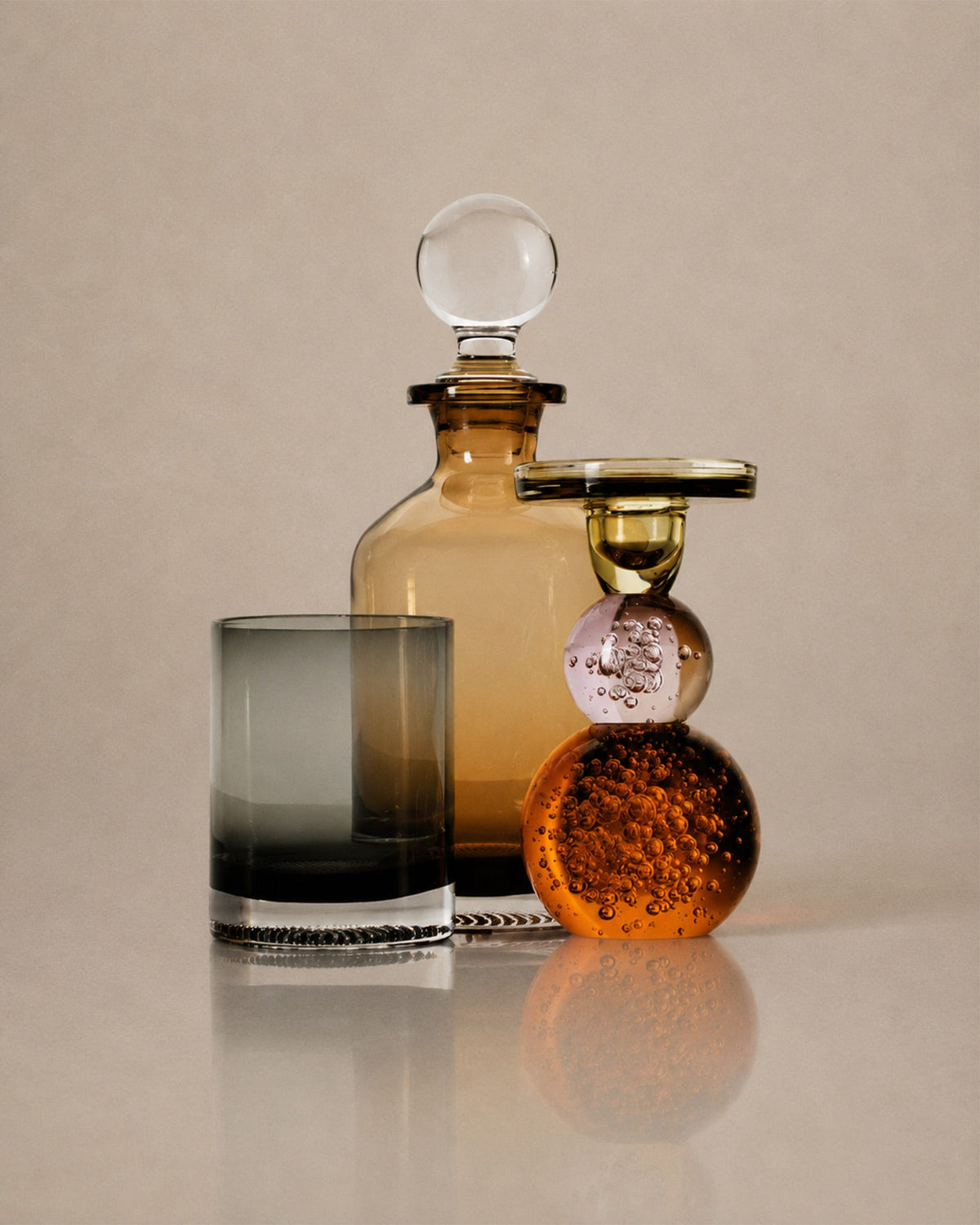 Bougeoir coloré Bubble en verre - | Maison Baan
