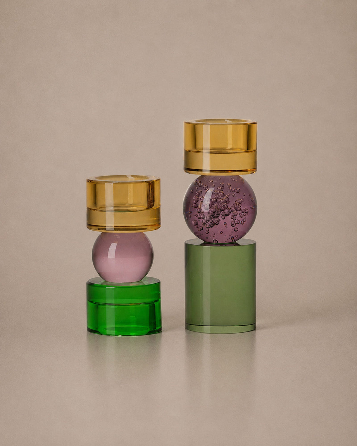 Bougeoir Coloré Géométrique en Verre - | Maison Baan