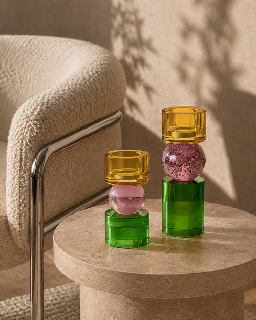 Bougeoir Coloré Géométrique en Verre - | Maison Baan