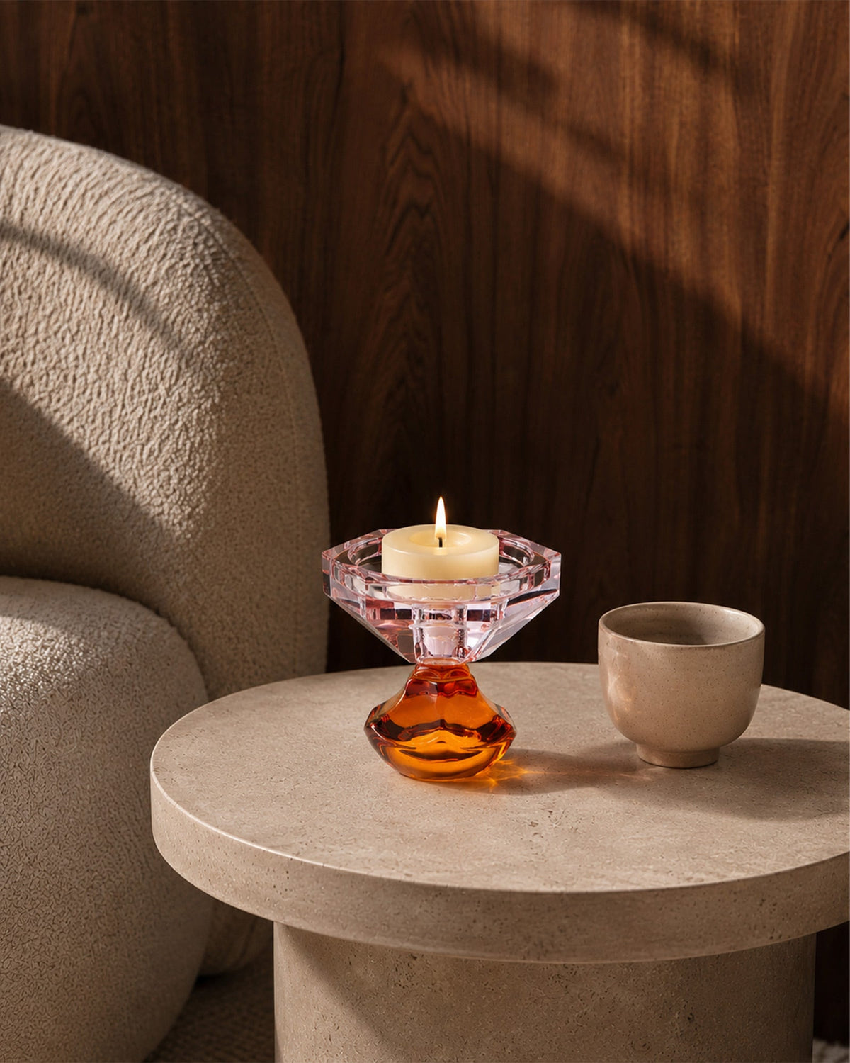 Bougeoir Rose et Orange en verre - | Maison Baan