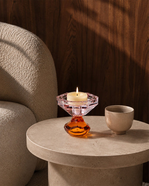Bougeoir Rose et Orange en verre - | Maison Baan