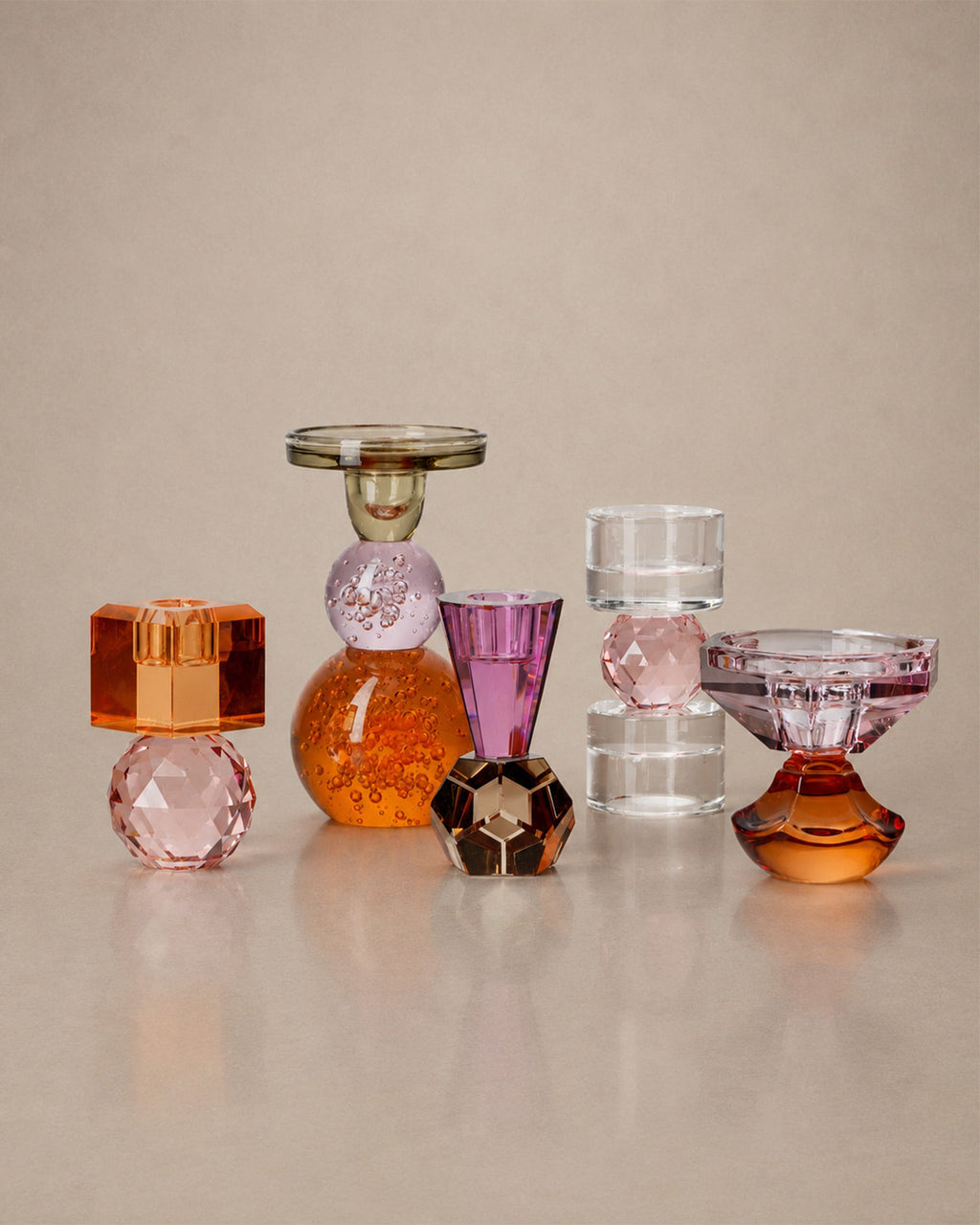 Bougeoir Rose & Orange en Verre - | Maison Baan