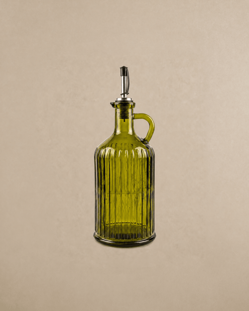 Bouteille à huile en verre recyclé – Vert olive - | Maison Baan