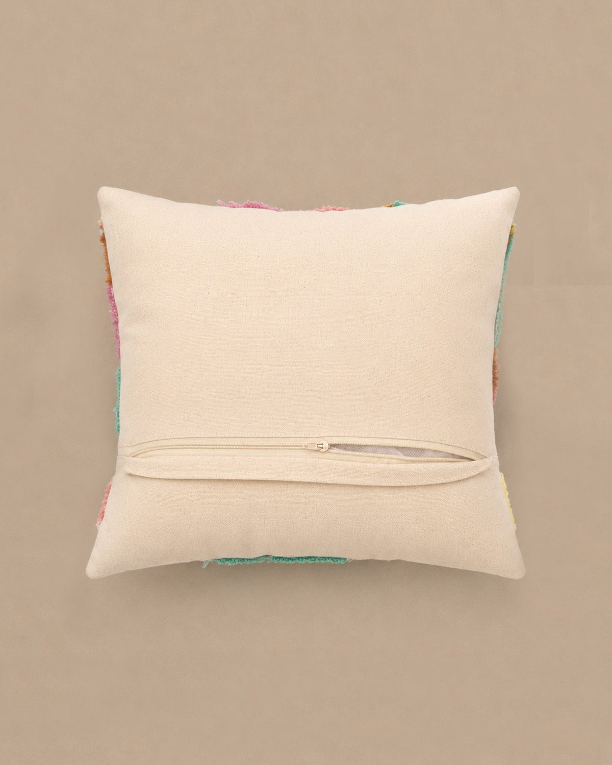 Coussin Carré Coton Brodé Floral Rétro Multicolore 45x45 cm - | Maison Baan