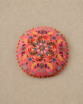 Coussin Rond Rose Coton Brodé Design Floral 50x50 cm - | Maison Baan