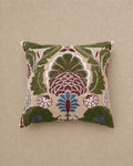 Coussin Vert Carré Velours Brodé Main 45x45 cm - | Maison Baan