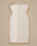 Curved Neck Wall Mirror in Antique White Mango Wood Frame - | Maison Baan