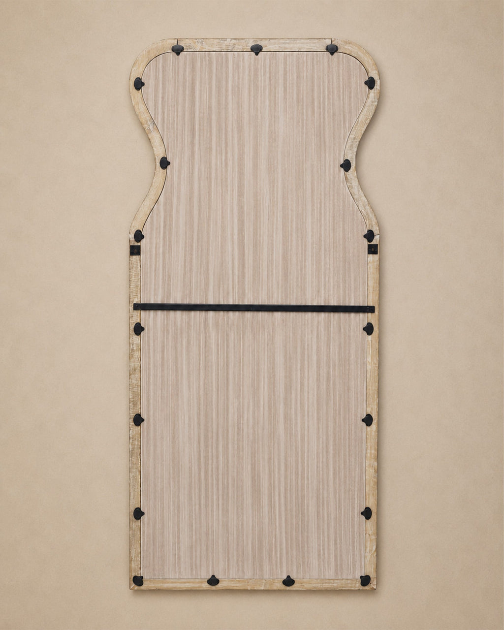 Curved Neck Wall Mirror in Antique White Mango Wood Frame - | Maison Baan