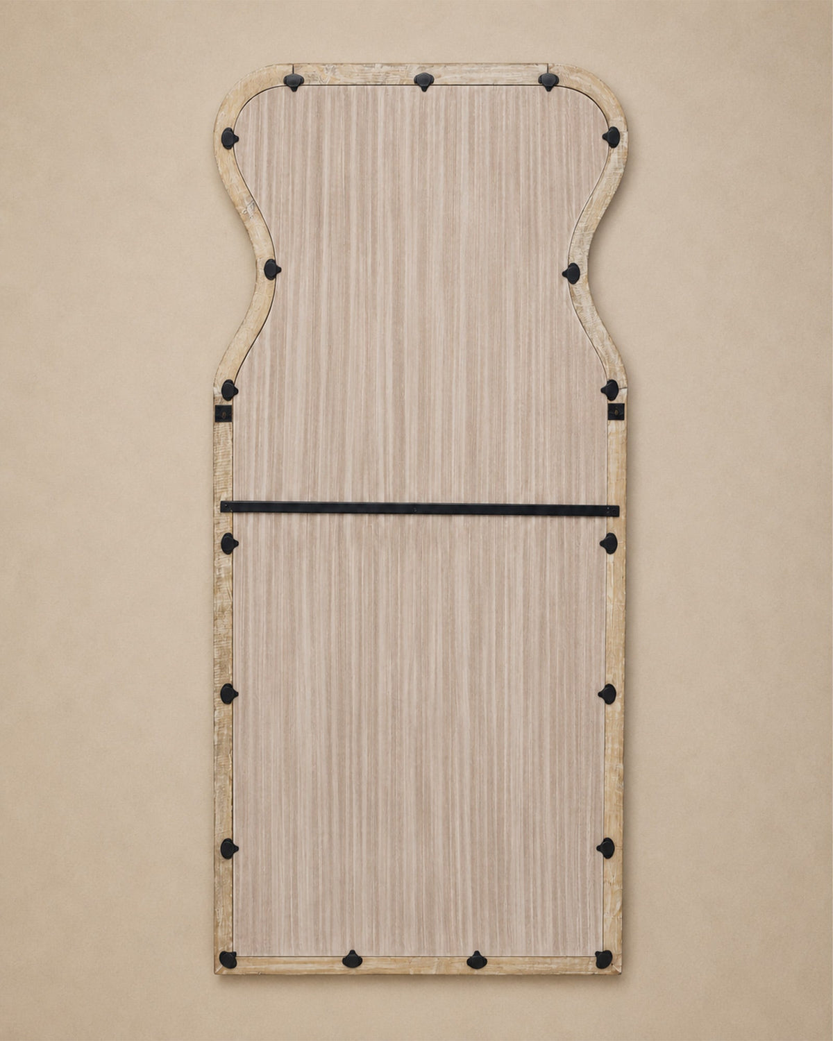 Curved Neck Wall Mirror in Antique White Mango Wood Frame - | Maison Baan