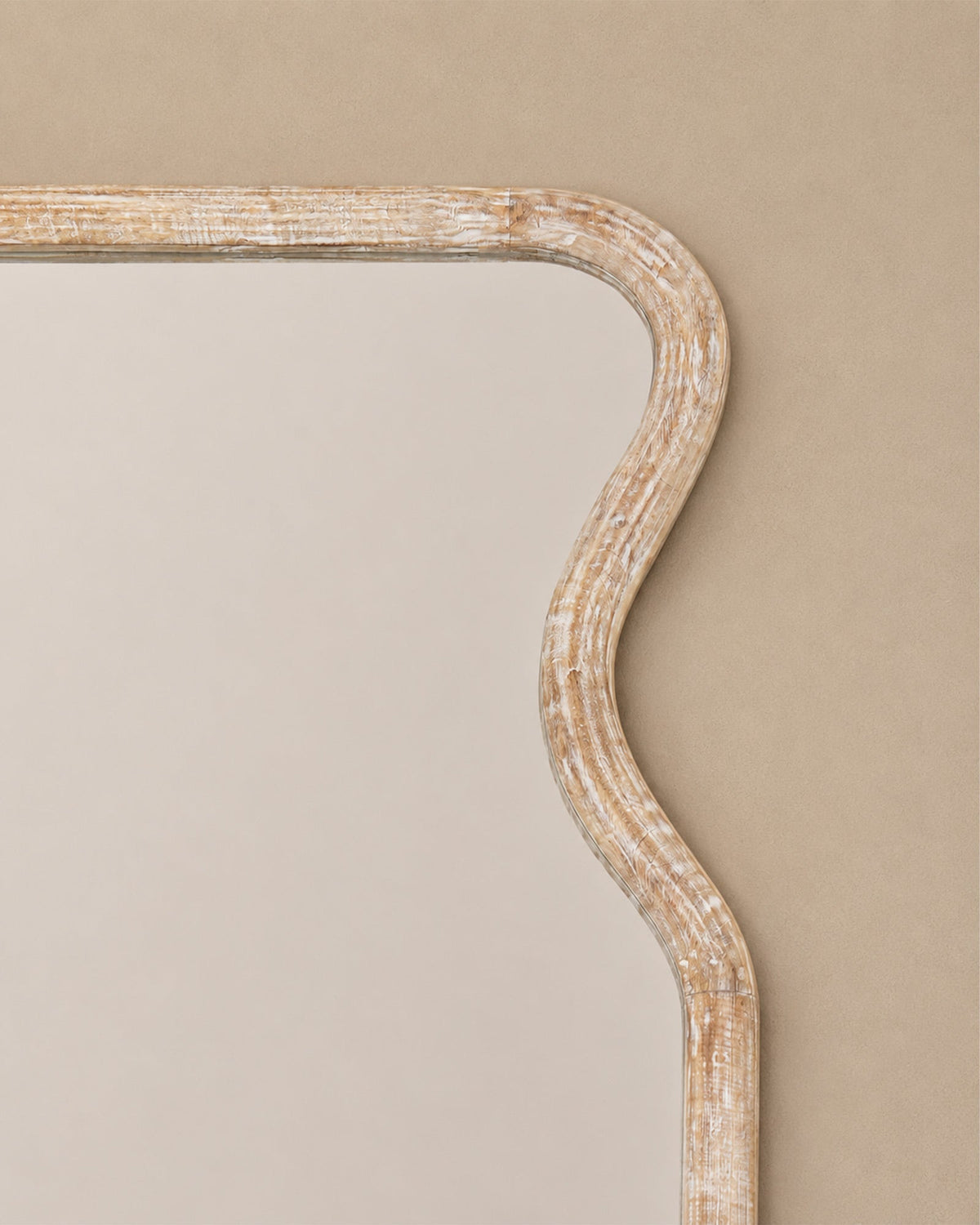 Curved Neck Wall Mirror in Antique White Mango Wood Frame - | Maison Baan
