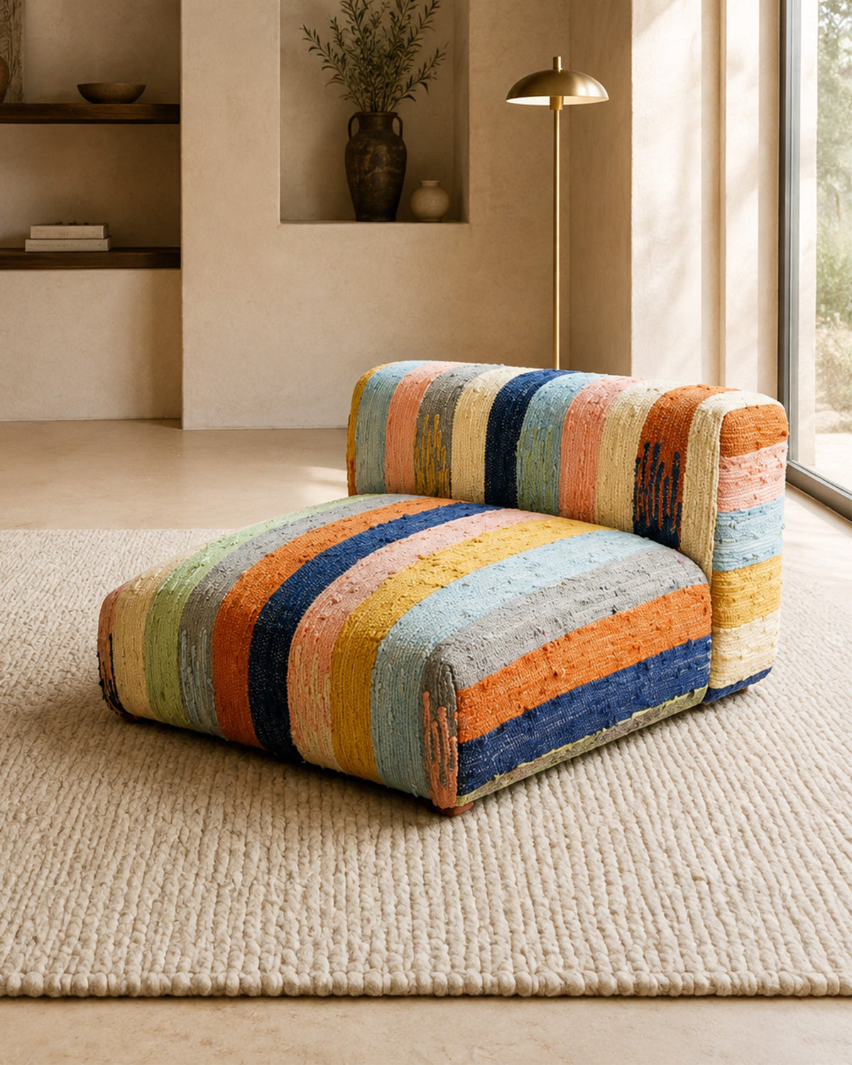 Fauteuil Lounge Multicolore en Coton - | Maison Baan