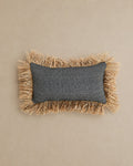Housse de Coussin Coton Noir à franges en Raphia - Rectangle - | Maison Baan