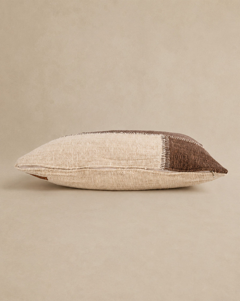 Housse de Coussin Patchwork Marron Naturel - | Maison Baan