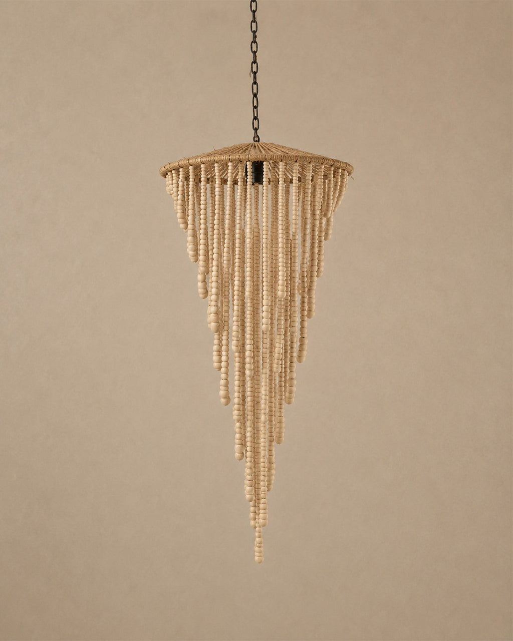Lustre en Perles de Bois Naturel | Suspension Bohème - | Maison Baan