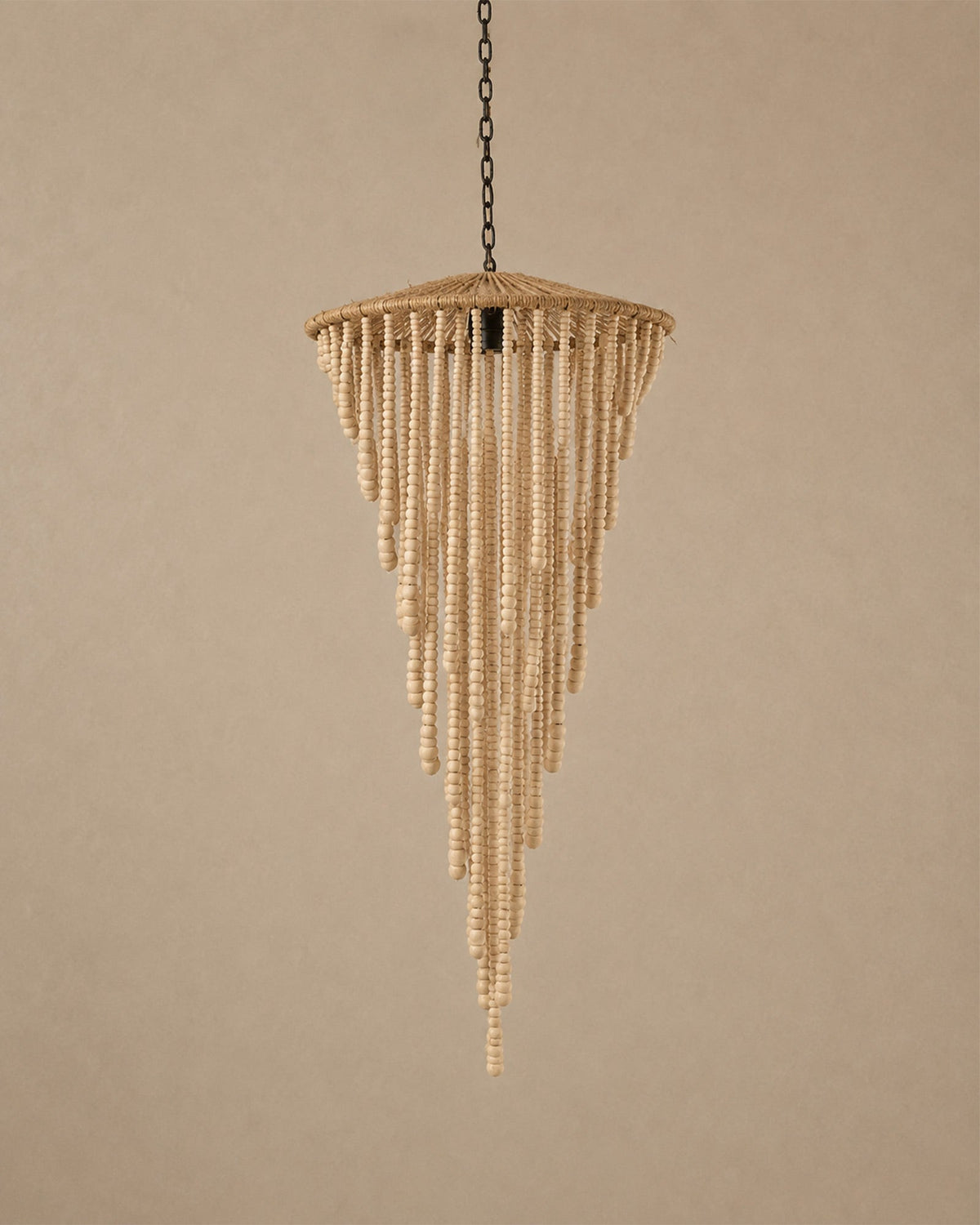 Lustre en Perles de Bois Naturel | Suspension Bohème - | Maison Baan