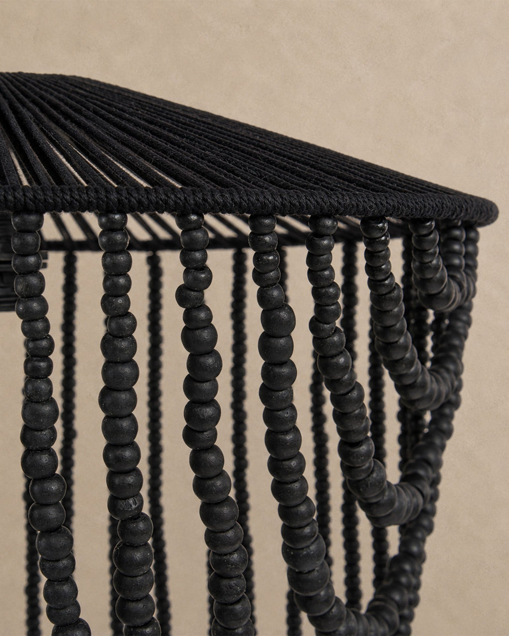 Lustre en Perles de Bois Naturel | Suspension Bohème - | Maison Baan