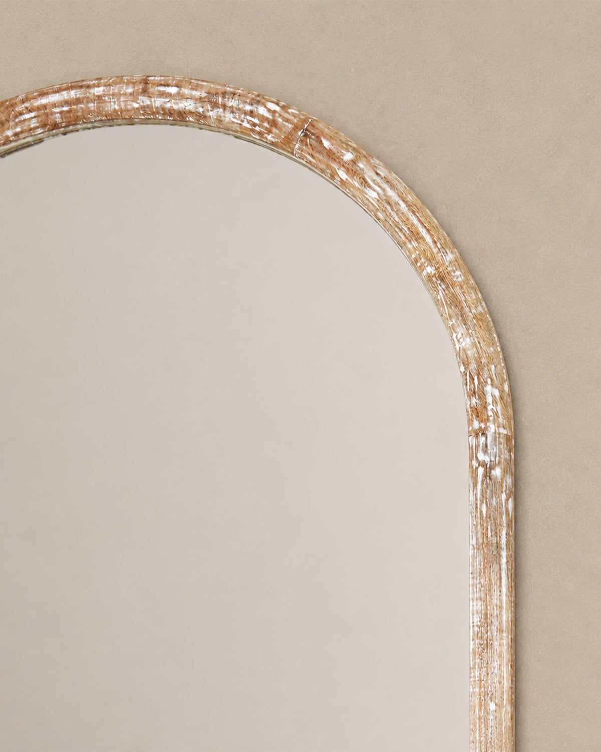Miroir Mural Arrondi Antique Bois de Manguier 91x183 cm - | Maison Baan