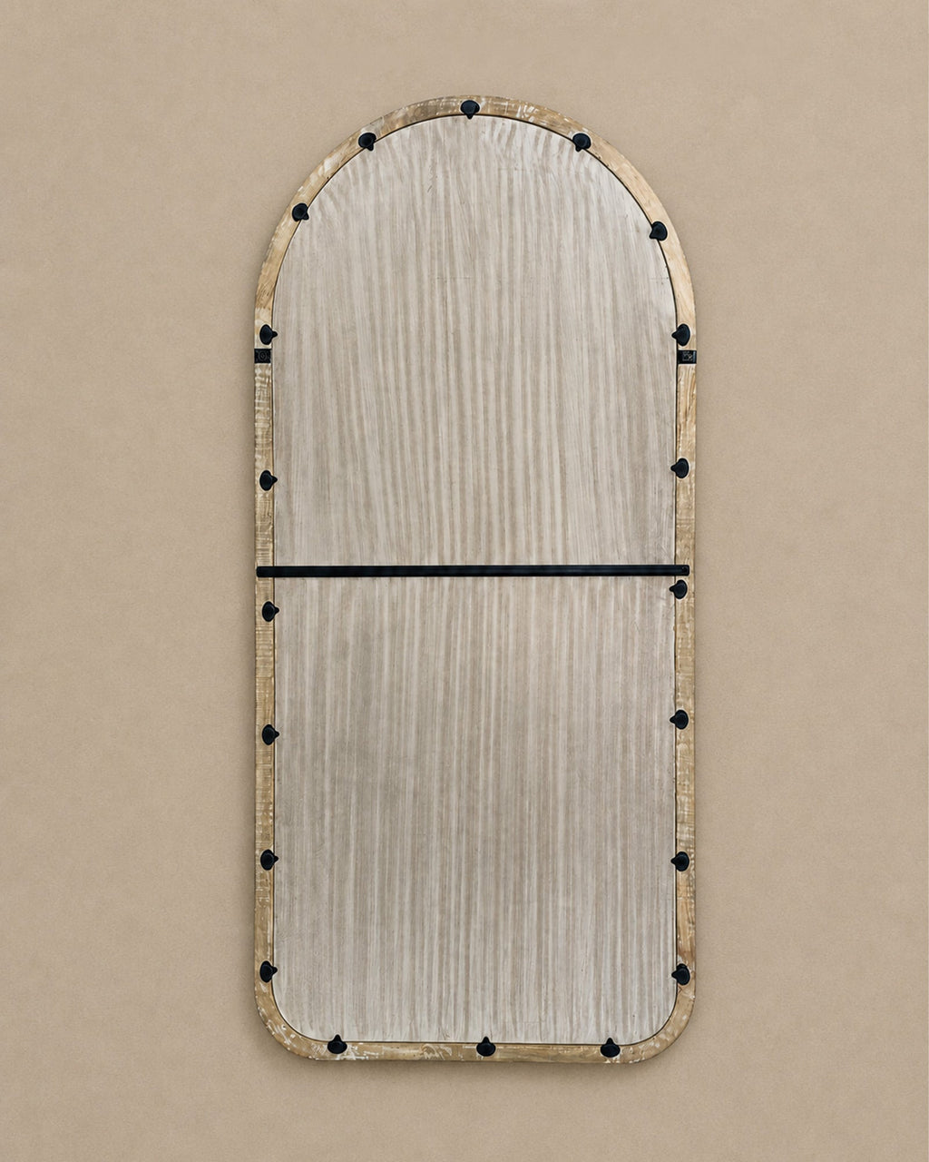 Miroir Mural Arrondi Antique Bois de Manguier 91x183 cm - | Maison Baan