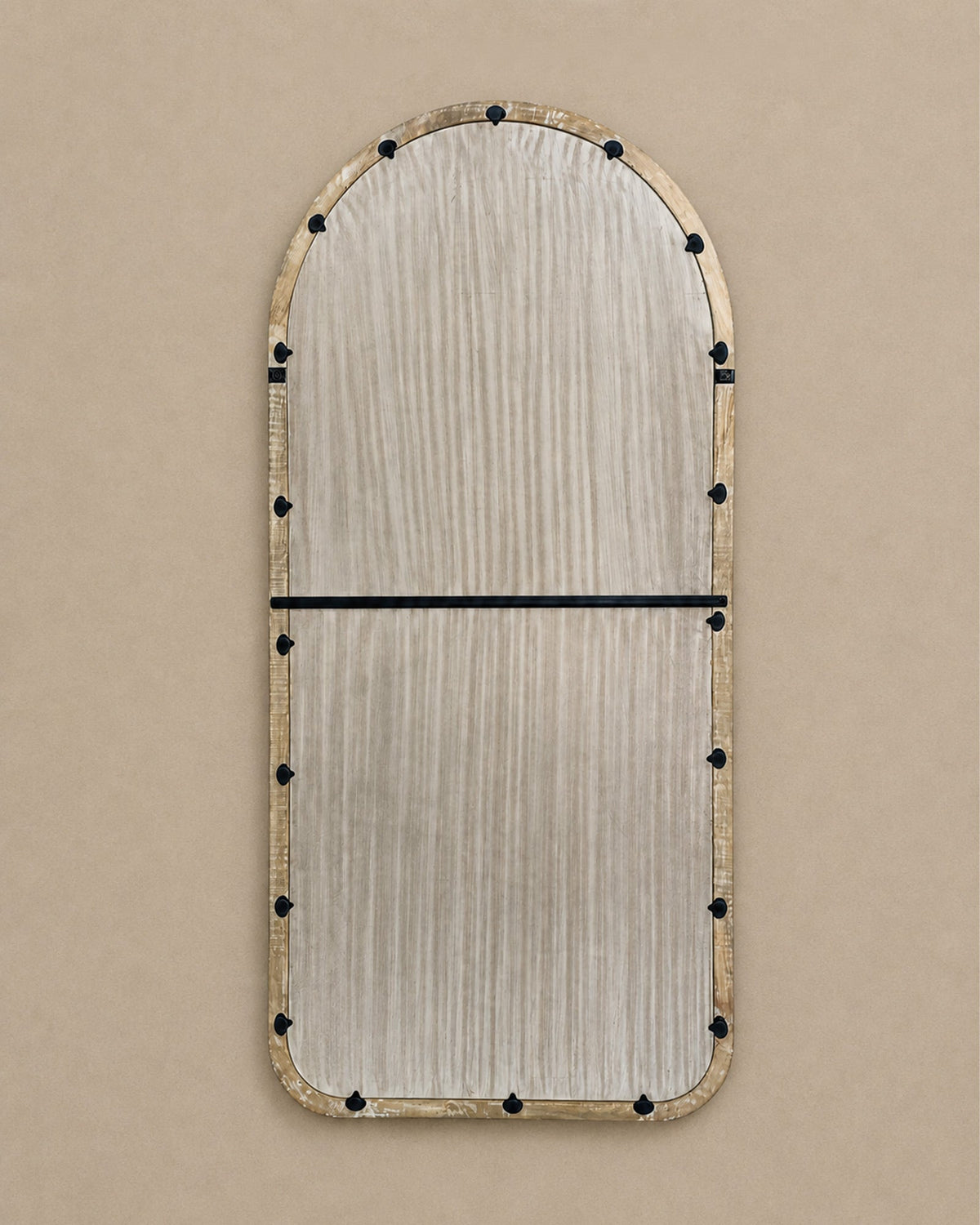 Miroir Mural Arrondi Antique Bois de Manguier 91x183 cm - | Maison Baan