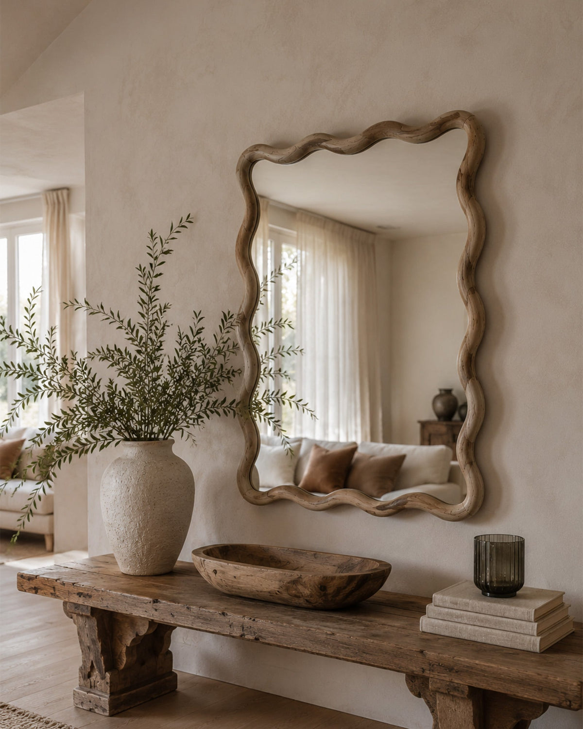 Miroir Mural Naturel Bois de Manguier 90x120 cm - | Maison Baan