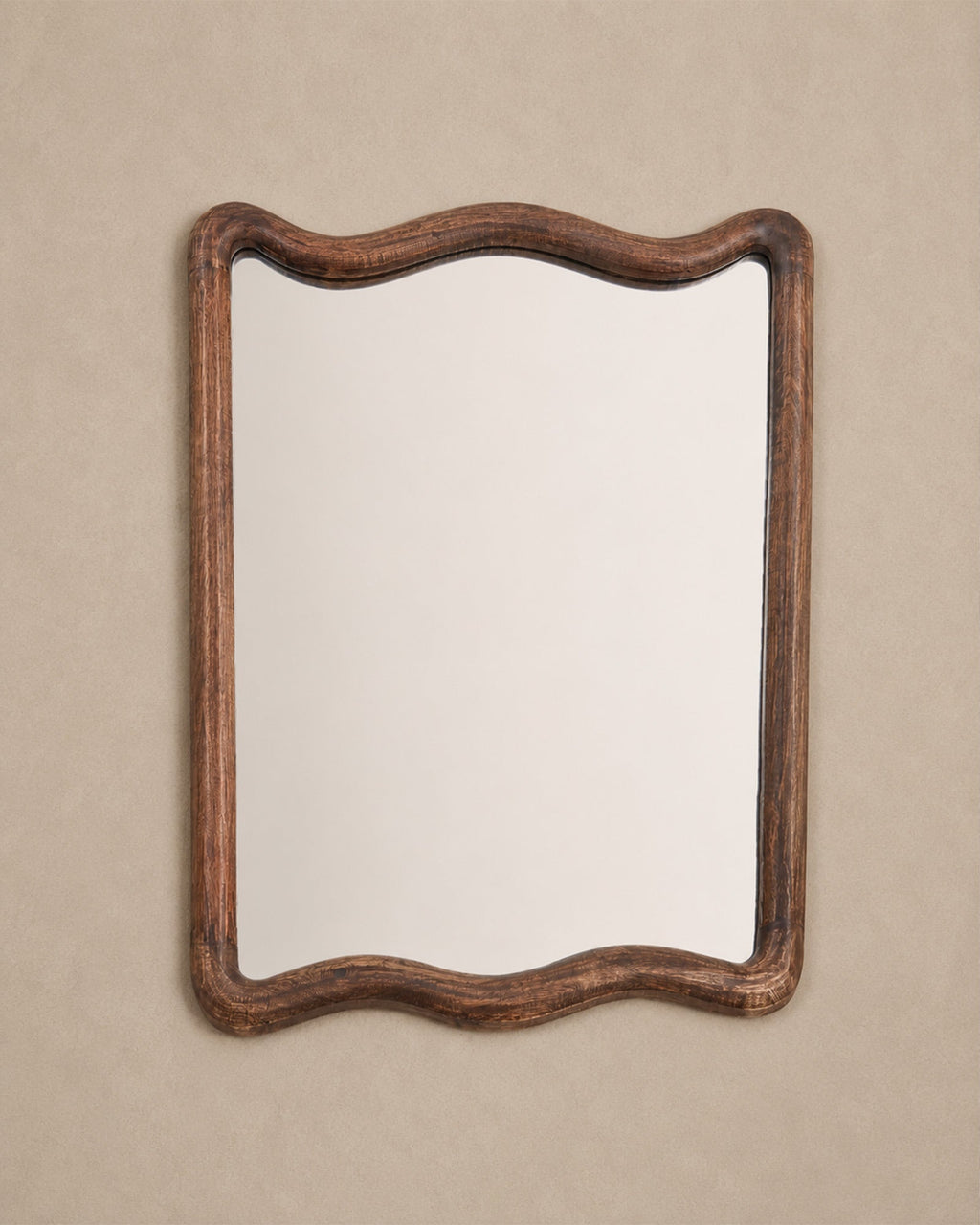 Miroir Mural Ondulé Marron en Bois 75x100 cm - | Maison Baan