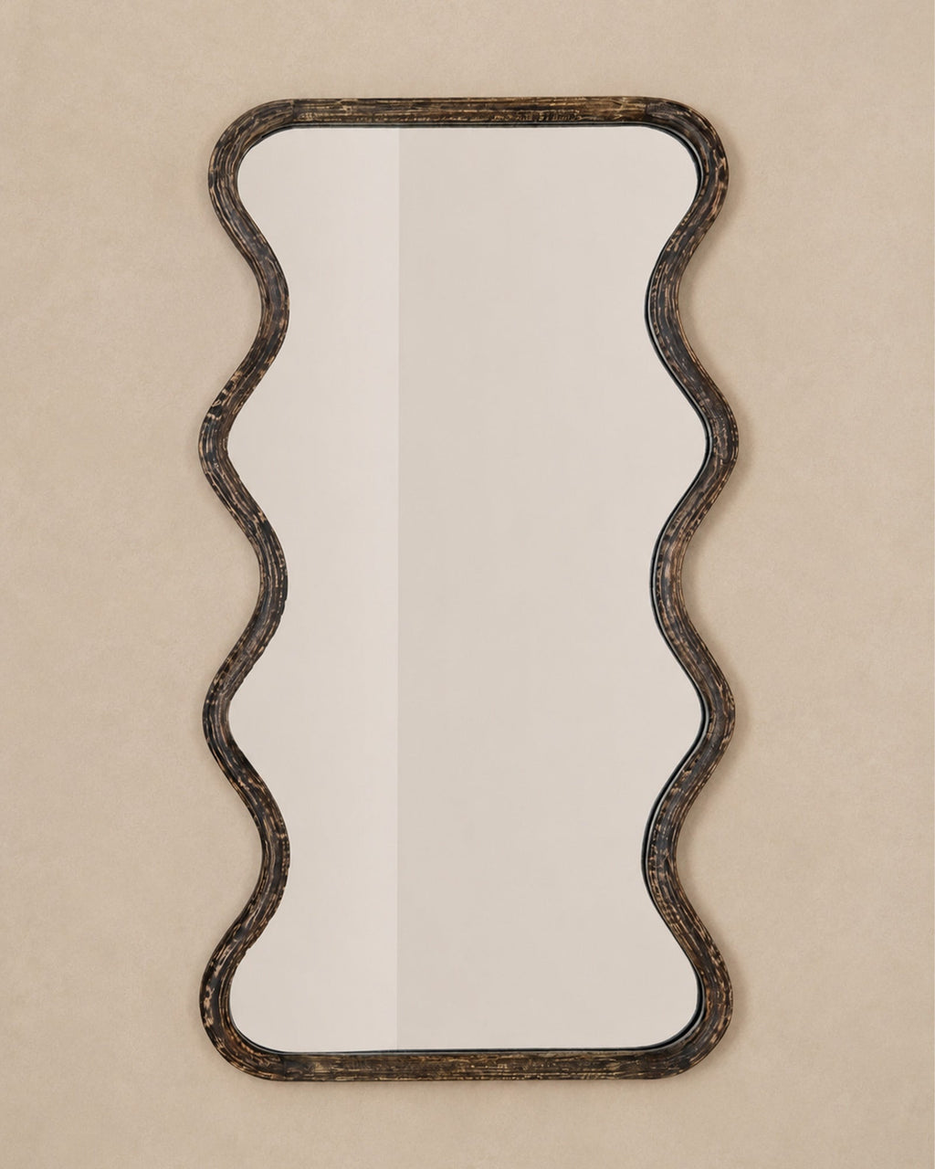 Miroir ondulé brun en bois fait main 90x180 cm - | Maison Baan