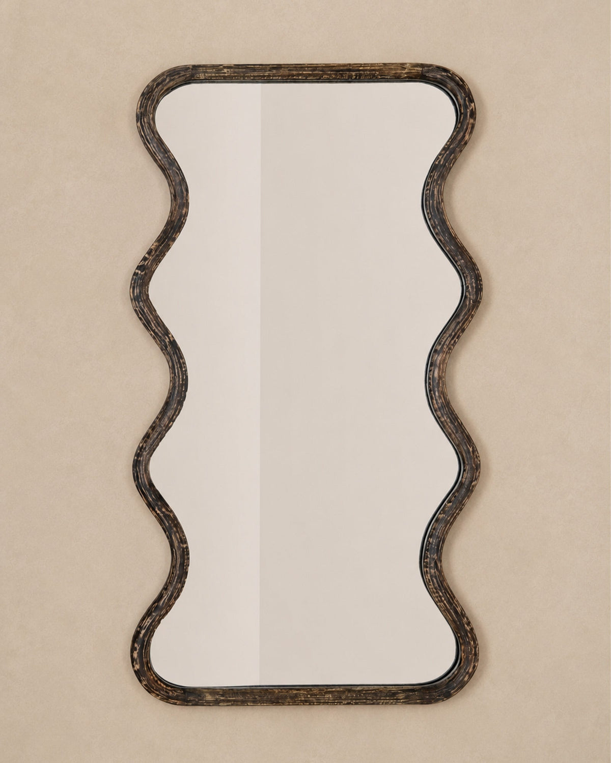 Miroir ondulé brun en bois fait main 90x180 cm - | Maison Baan