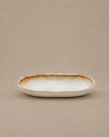 Plat Oval Blanc Nacré en Grès - | Maison Baan
