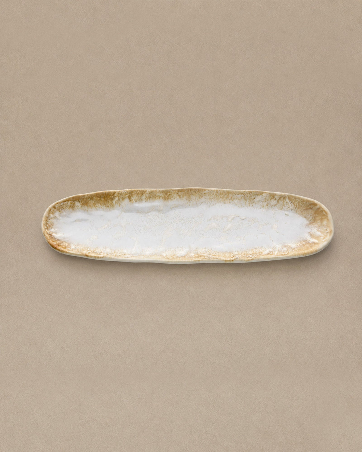 Plateau Oval Blanc Miel en Céramique - | Maison Baan