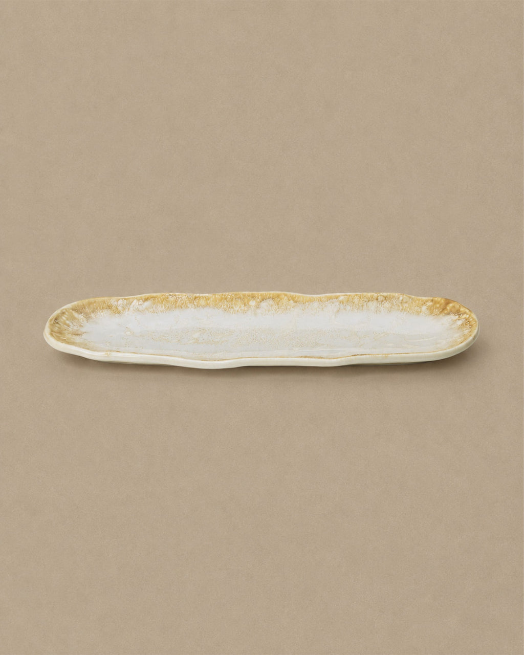 Plateau Oval Blanc Miel en Céramique - | Maison Baan