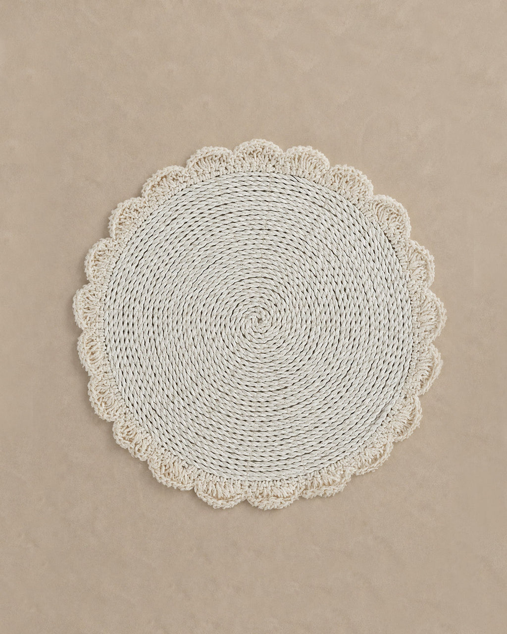 Set de Table Rond Blanc Macramé - | Maison Baan