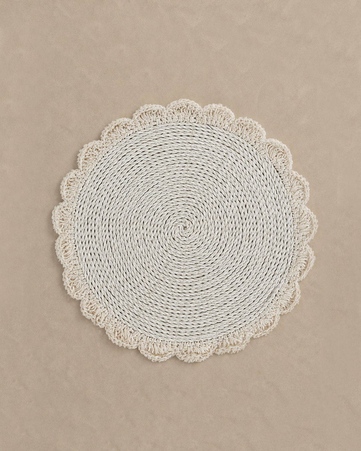 Set de Table Rond Blanc Macramé - | Maison Baan