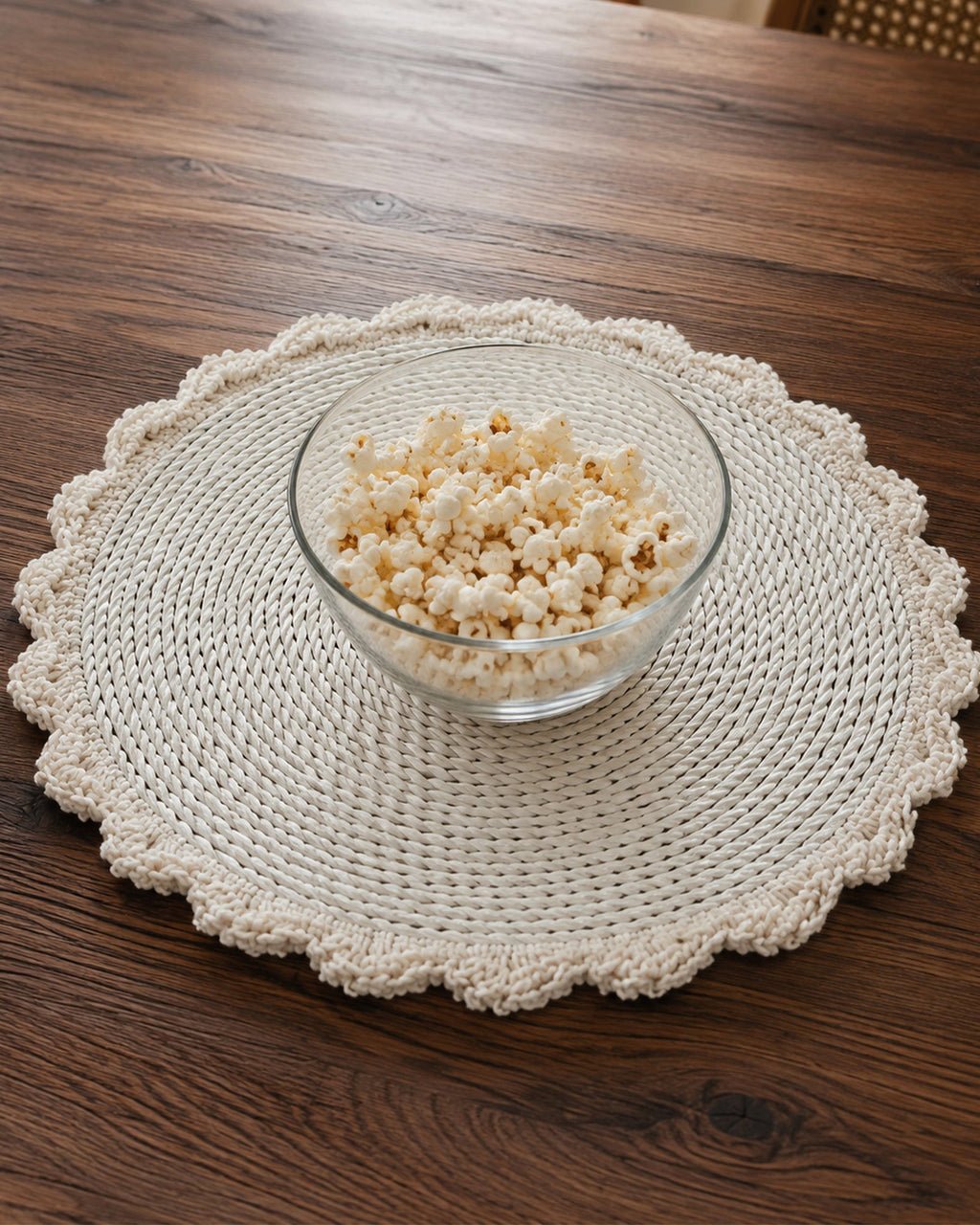 Set de Table Rond Blanc Macramé - | Maison Baan