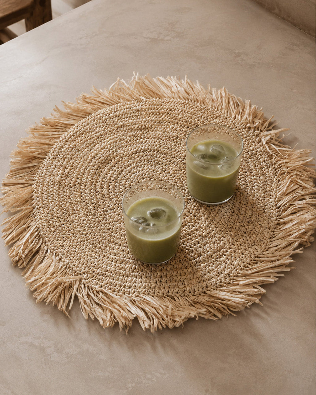 Set de Table Rond en Raphia Naturel - | Maison Baan