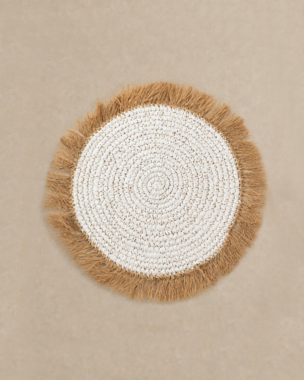 Set de Table Rond Jacinthe d'Eau et Raphia, Blanc Naturel - | Maison Baan