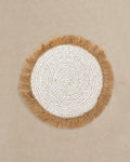Set de Table Rond Jacinthe d'Eau et Raphia, Blanc Naturel - | Maison Baan