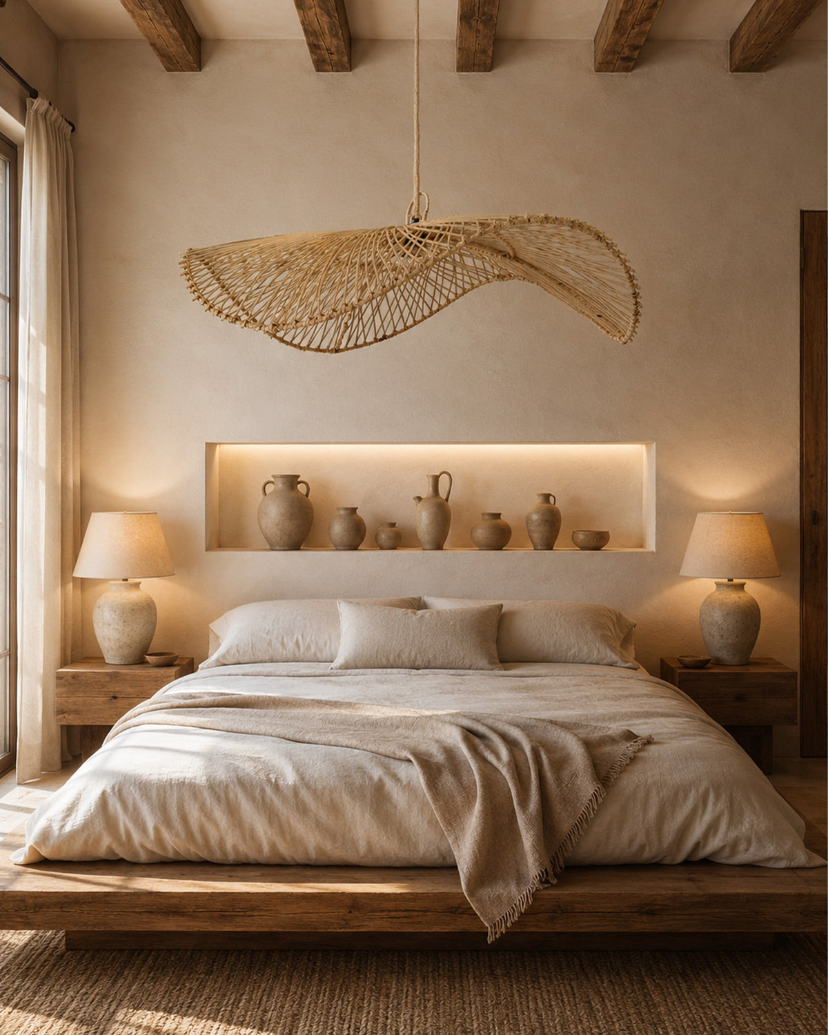 Suspension Chapeau Naturelle en Osier Bohème - | Maison Baan