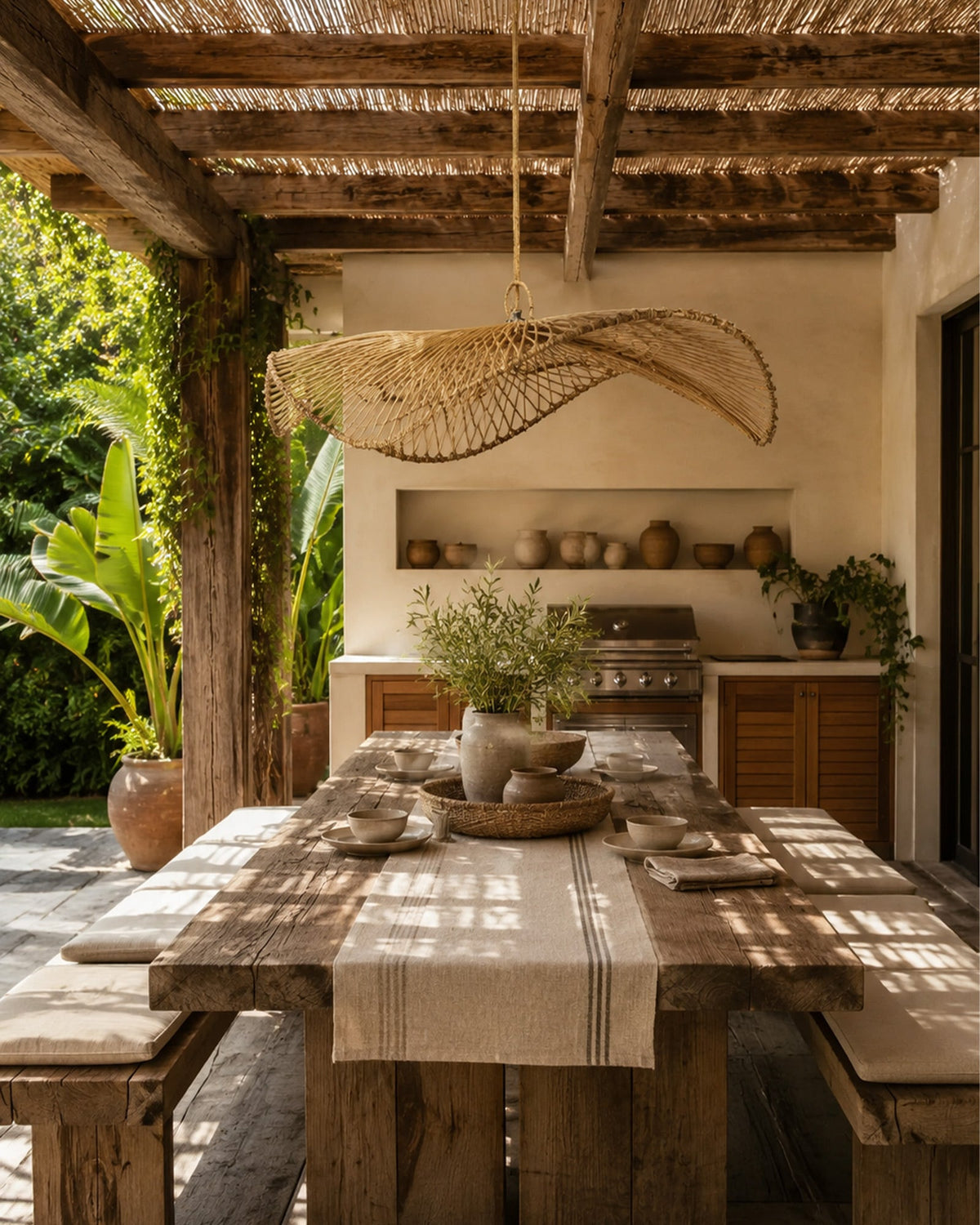 Suspension Chapeau Naturelle en Osier Bohème - | Maison Baan