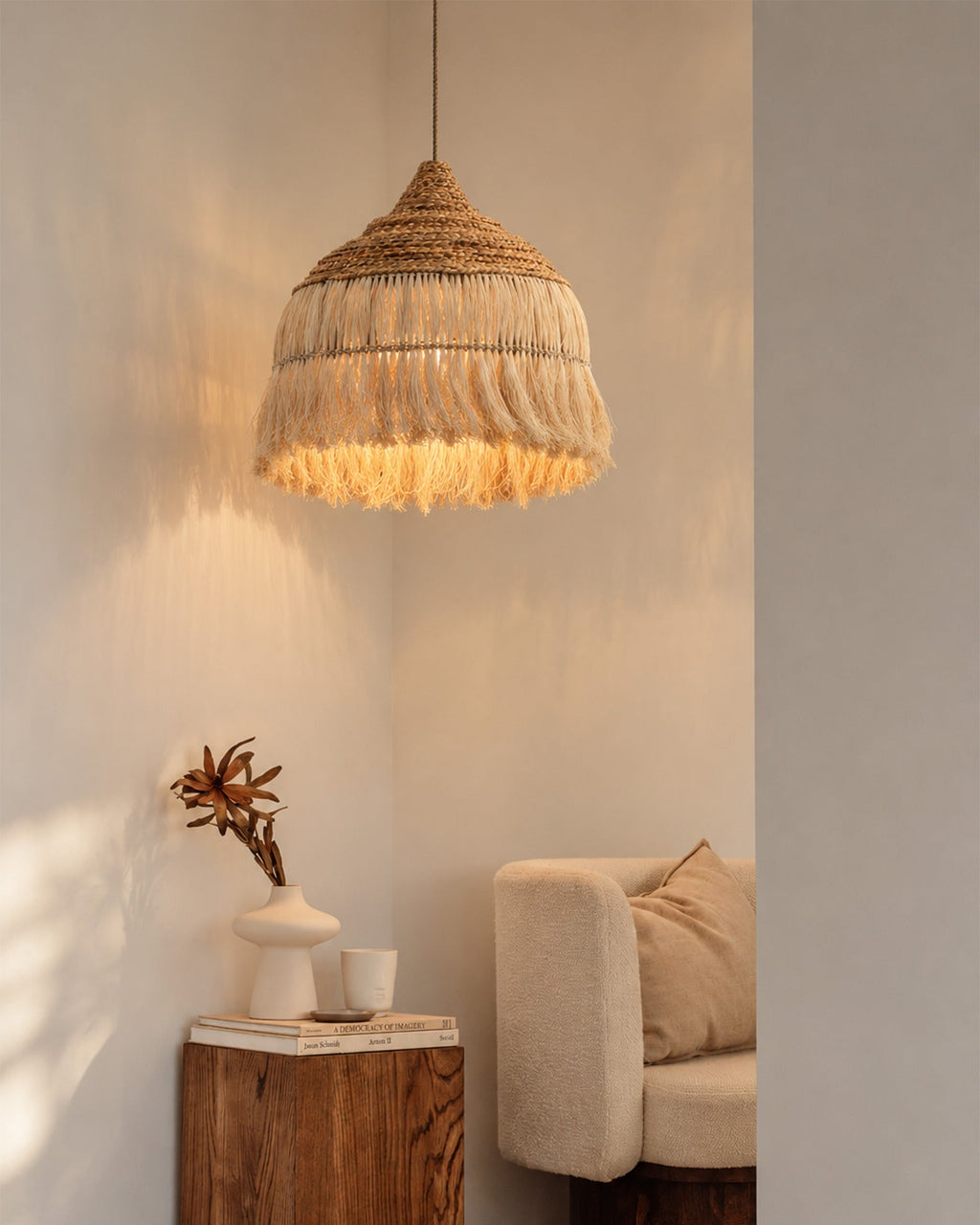 Suspension en abaca naturel - | Maison Baan