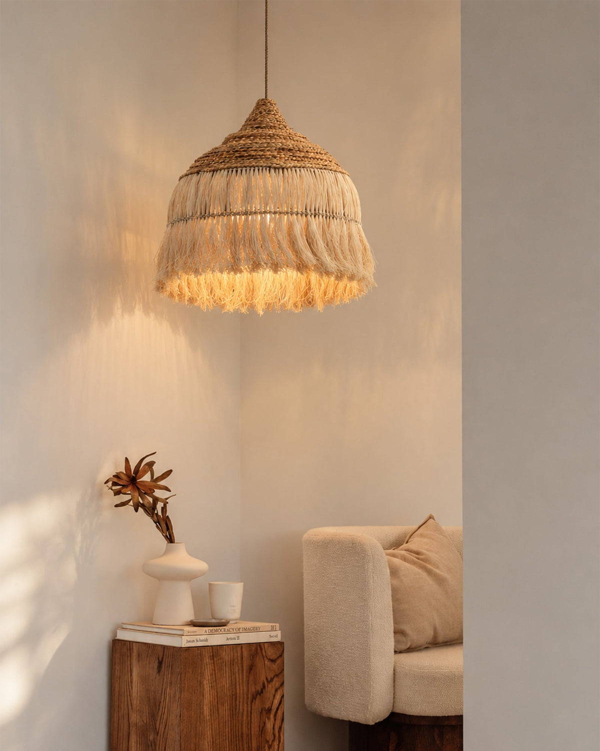 Suspension en abaca naturel - | Maison Baan