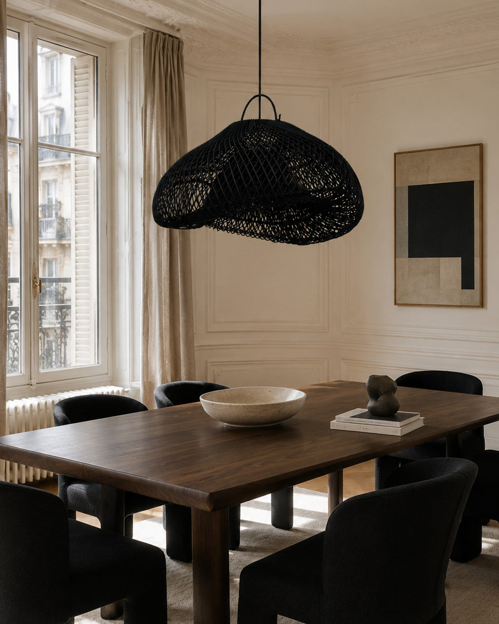 Suspension en rotin noir - Luminaire Nuage Design - | Maison Baan