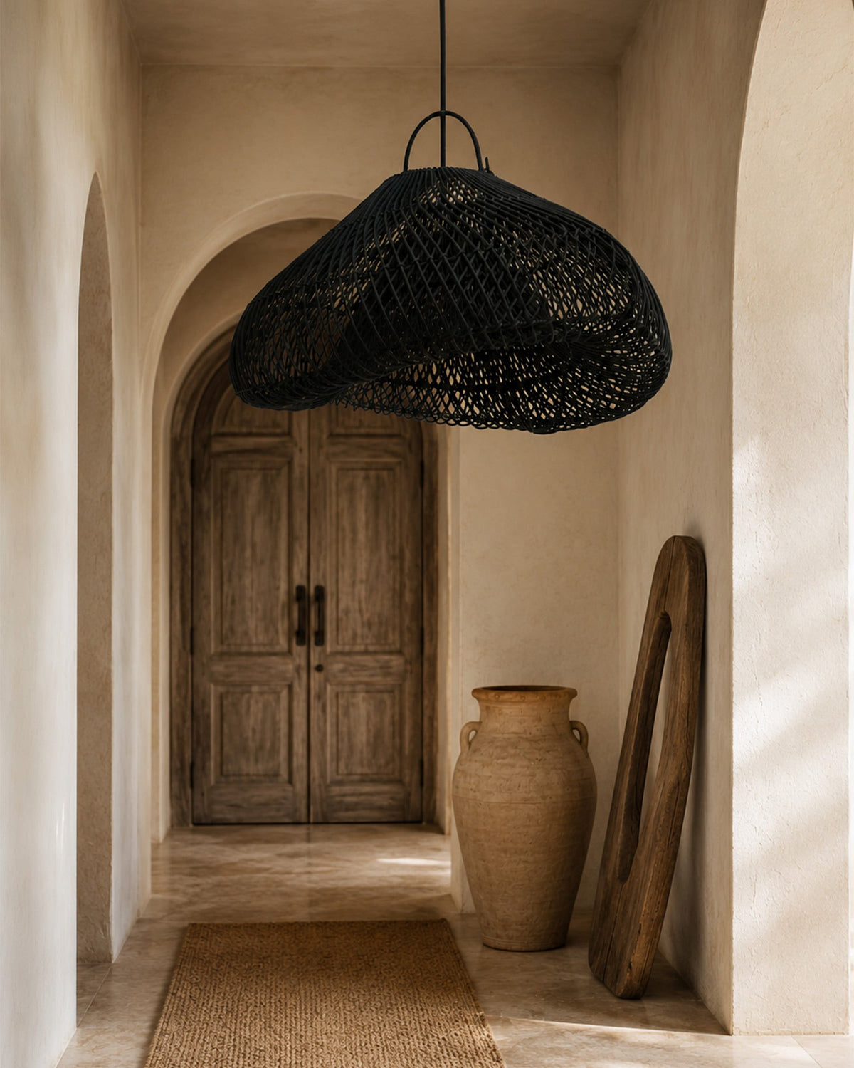 Suspension en rotin noir - Luminaire Nuage Design - | Maison Baan