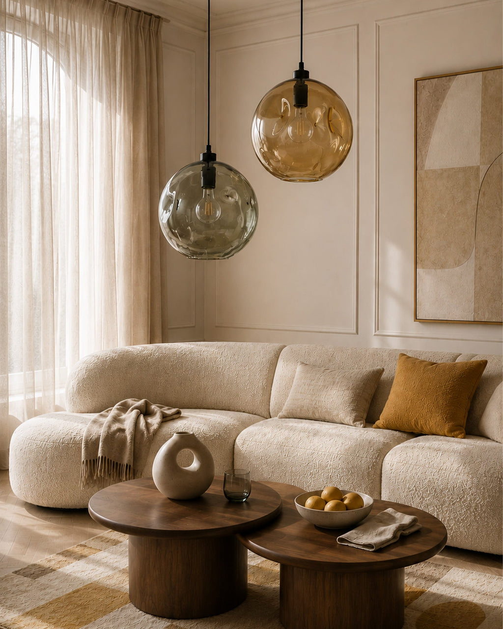 Suspension ronde en verre recyclé Bubbella - | Maison Baan