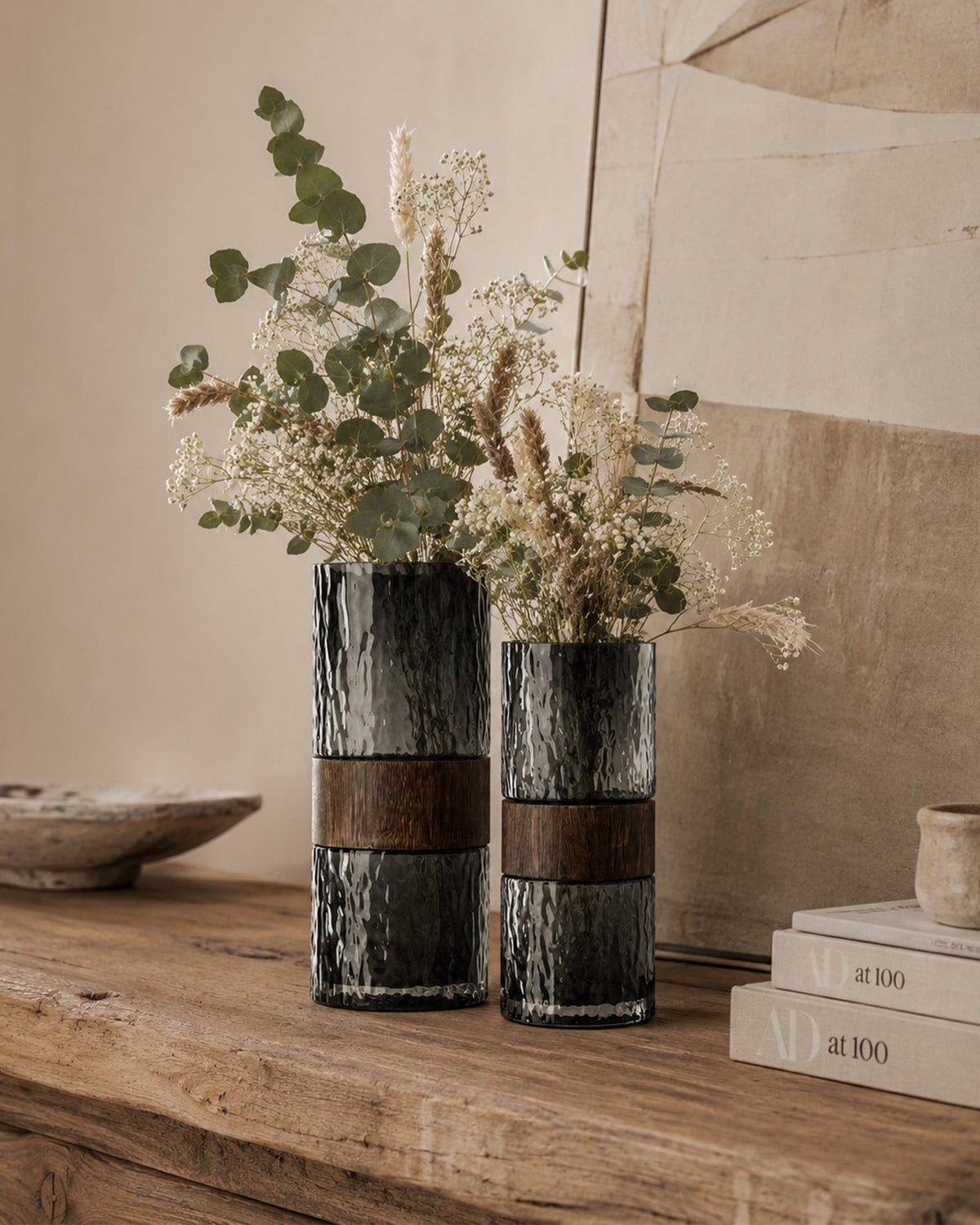 Vase Bois et Verre Recyclé - | Maison Baan