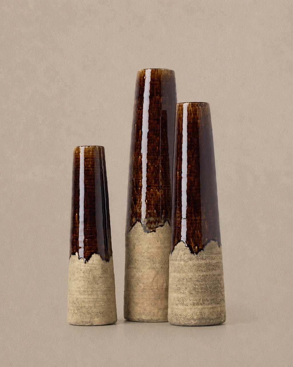 Vase Conique Ambré Brun Béton - | Maison Baan