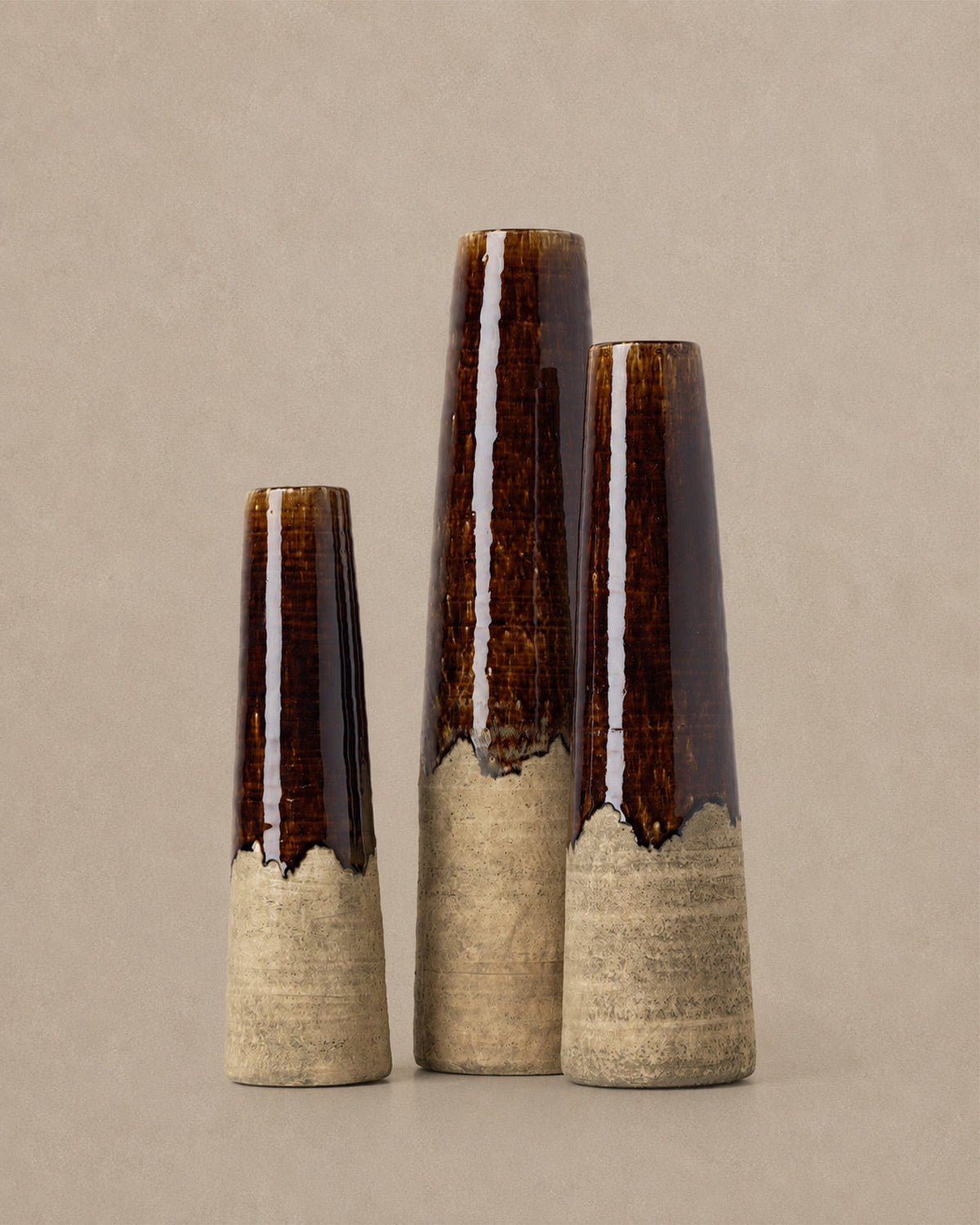 Vase Conique Ambré Brun Béton - | Maison Baan