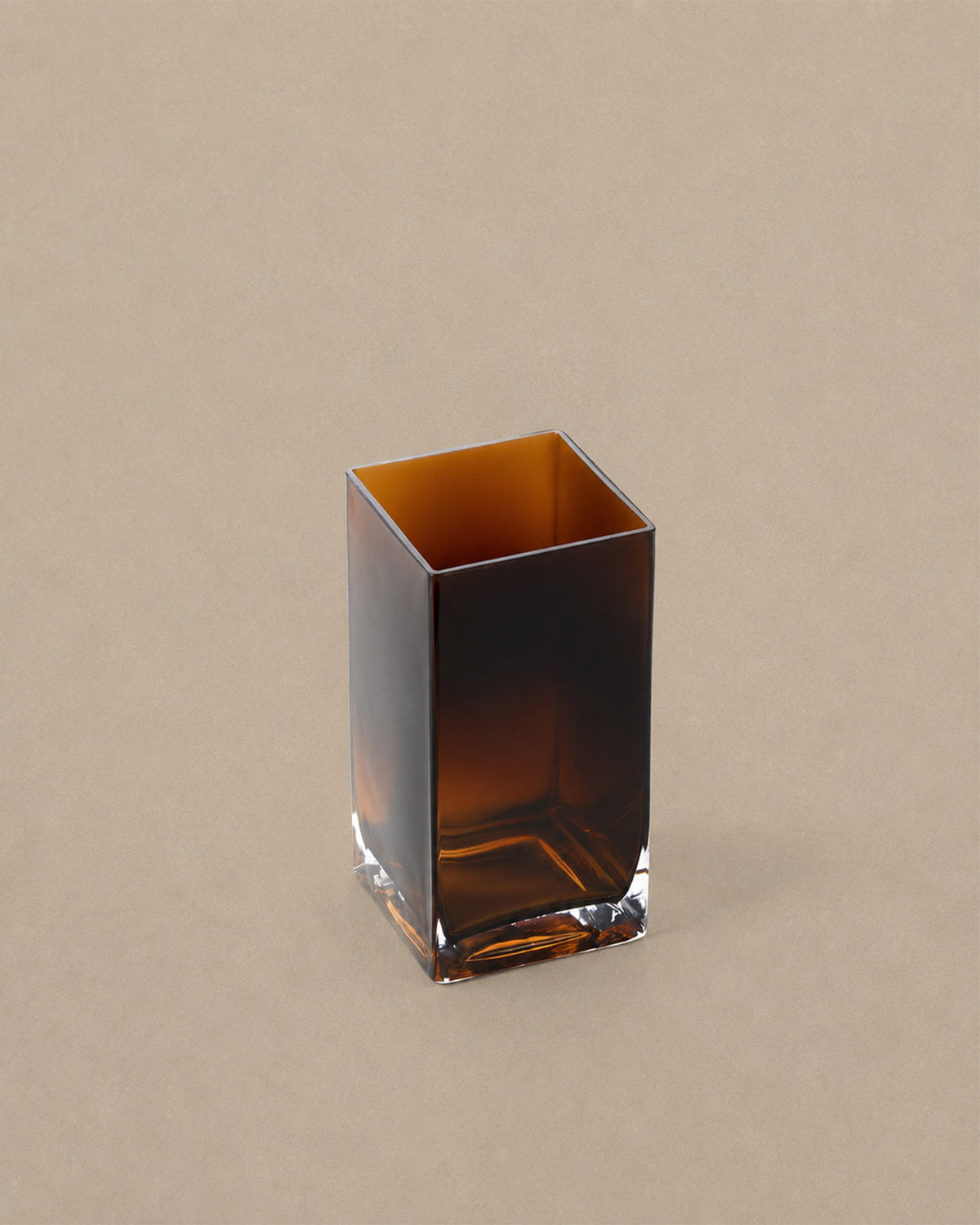 Vase en Verre Ambre Recyclé – Forme Rectangulaire | Cuboid Vase L - | Maison Baan
