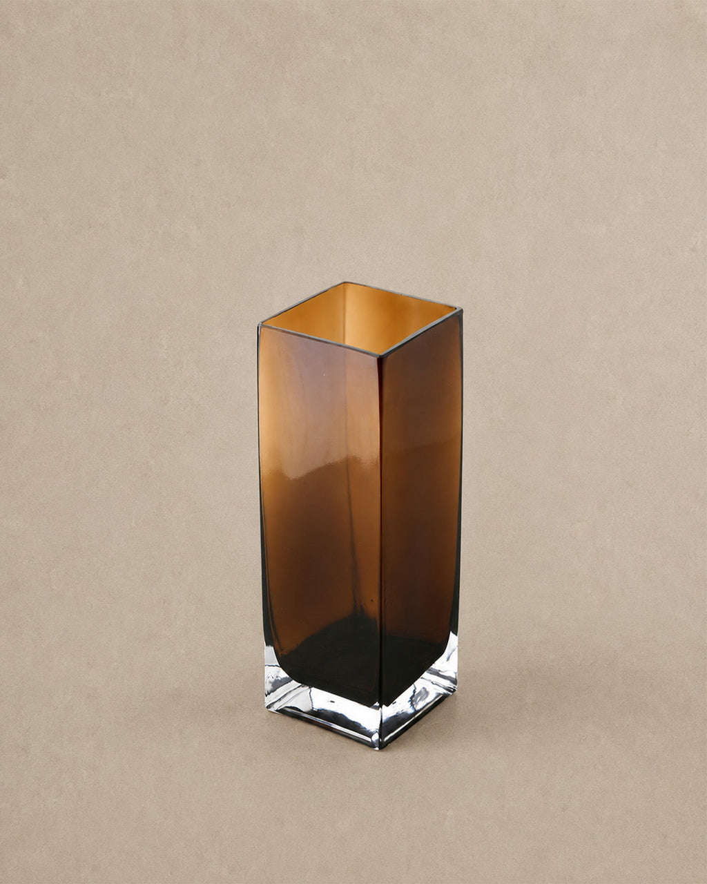 Vase en Verre Ambre Recyclé – Forme Rectangulaire | Cuboid Vase L - | Maison Baan