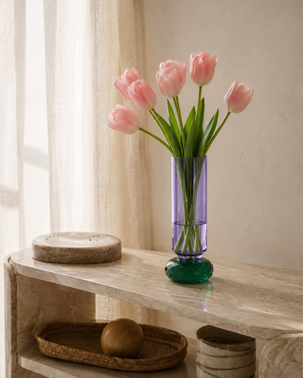 Vase en verre Mauve et Vert